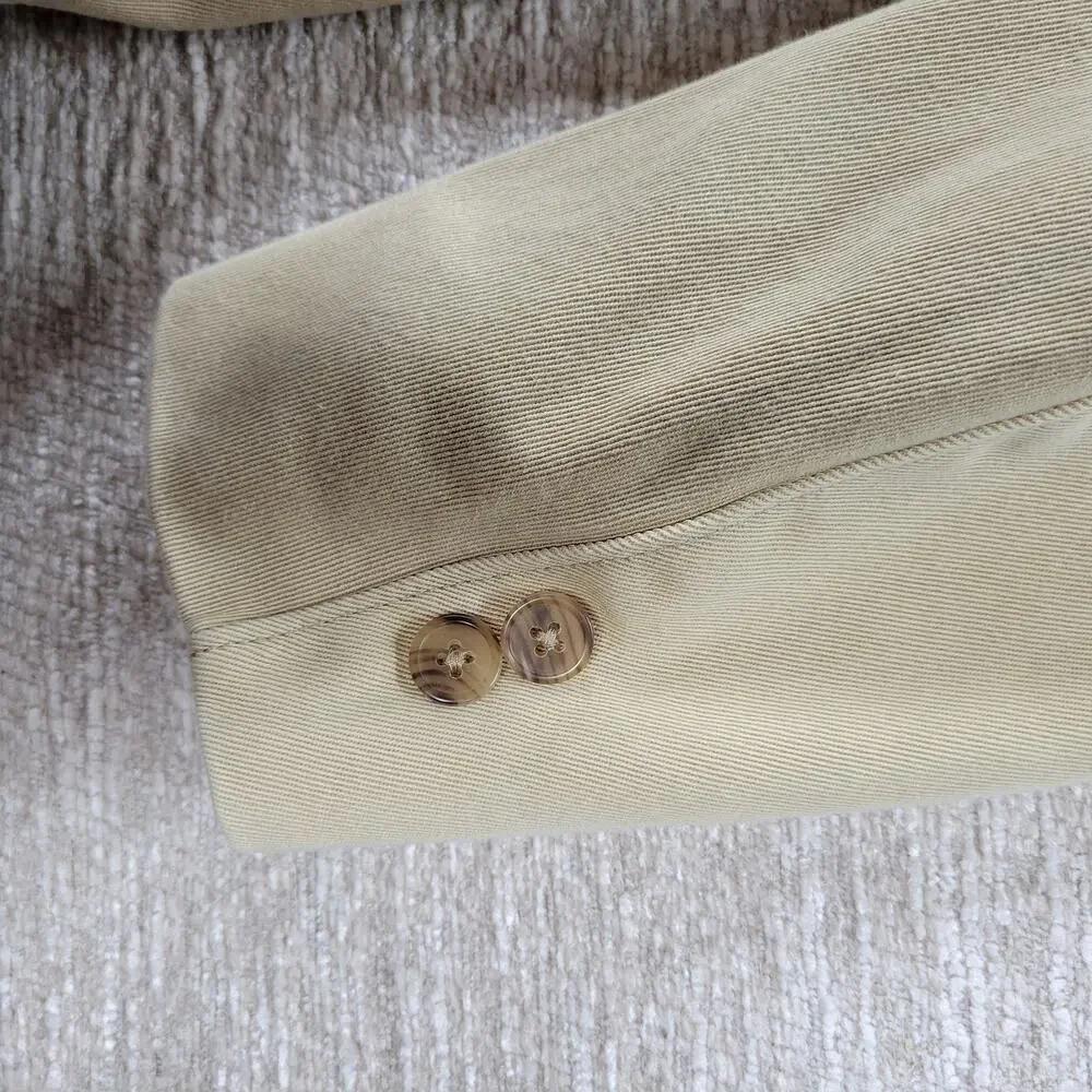 Vintage Polo Ralph Lauren 3 Button Blazer Jacket Mens 42R Khaki Tan Cotton Twill - Picture 14 of 16